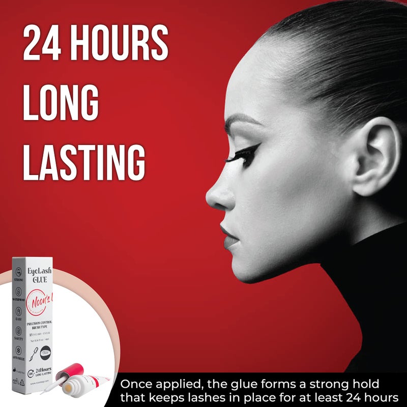 NOON'S UP Eyelash Glue (Clear) - Super Strong Hold Eyelash Adhesive | Waterproof Hypoallergenic Lash Glue for Sensitive Eyes | Blends Naturally (0.14 Fl. Oz.) - Image 2